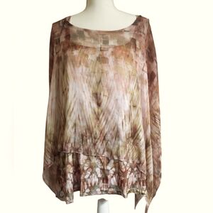 Elegant Brown Sparkly Poncho Top with Coordinating Tank